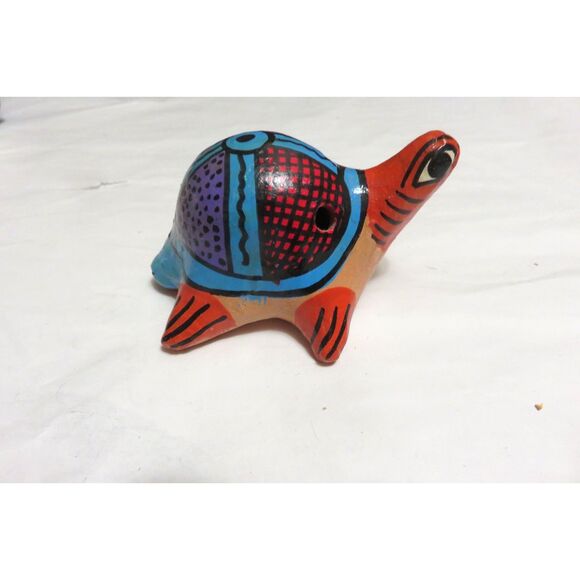 Hand Painted Colorful Turtle * Mexican Folk Art* Clay Pottery - Picture 1 of 4